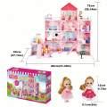 4 Floors 11 Rooms 3 Balconies 2 Dollhouse Game Room Princess Castle Villa For Girls, Comes With S...