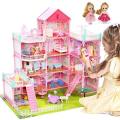 4 Floors 11 Rooms 3 Balconies 2 Dollhouse Game Room Princess Castle Villa For Girls, Comes With S...