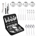 Camping Cutlery Set For 4 People  Portable Stainless Steel Flatware With Pouch