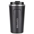 Stainless Steel Insulated Travel Flask Thermal Tumbler Coffee Cup - Black 510ml