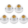 E27 Screw Cap Socket White Ceiling Light Lamp Bulb Fixing Base Stand Light Bulb Holder-5pcs
