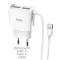 Wall charger C59A Mega joy dual USB port EU with built-in wire