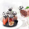 6pcs Rotating Spice Jar Rotating - Glass Bottles Seasoning