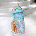 Double Walled Rainbow Plastic Water Cup