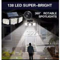 Triple LED Solar Wall Light Remote Control Motion Sensor Waterproof IP65 Lightin