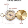 Portable Metal Shell Pocket Noctilucent Compass Tool - Golden