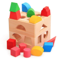 Wooden Cube Educational Toy Box with 13 Colorful Shapes