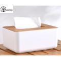 Small Bamboo Tissue Box - White