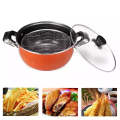 Japanese Deep Frying Pot with Glass Lid Frying Basket 304 Stainless Steel Kitchen Tempura
