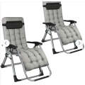 Folding Recliner Lounger Chairs With Detachable Cushion - Set of 2