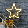 Star Neon Sign Lamp 29cm x 2.3cm x 29cm Pink, Blue Warm White USB & Battery Operated