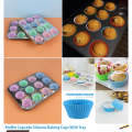 Muffin Cupcake Silicone Baking Cups With Tray 12pc
