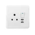 Condere Wall Socket with 2x USB Ports-White with gold lining