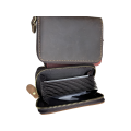 Compact Leather Wallet-Black/Brown