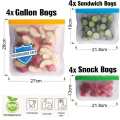 14 Pieces Reusable Food Storage Bags & Holder Set