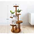 5 Tier Plant Stand With Wheels For Indoor - Walnut