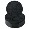 6 Pack Silicone Coasters Set With Holder For Drink Cup Barware - Black