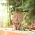 Face Flower Pot Resin Head Planter For Succulent Indoor Outdoor