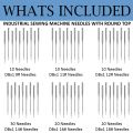 100 Pack Industrial Sewing Machine Needles 6 Sizes-Round Shank