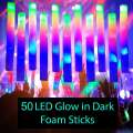 50 Pieces LED Glow In The Dark Foam Sticks Bulk Neon Party Supplies