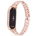 For Xiaomi Mi Band 4 / 3 X-shaped Diamond Alloy Watch Band(Rose Gold)
