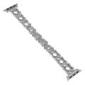 For Apple Watch 42mm Hearts Crossed Diamond Metal Watch Band(Silver)