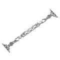For Apple Watch SE 44mm Diamond Hearts Metal Chain Watch Band(Silver)