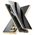For Samsung Galaxy S24 Ultra 5G Privacy Full Cover Magnetic Metal Tempered Glass Phone Case(Gold)