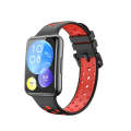 For Huawei Watch Fit 2 Two-Color Perforated Silicone Watch Band(Black+Red)