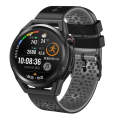 For Huawei Watch GT Runner 22mm Perforated Two-Color Silicone Watch Band(Black+Grey)