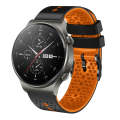For Huawei GT2 Pro 22mm Perforated Two-Color Silicone Watch Band(Black+Orange)