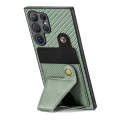 For Samsung Galaxy S24 Ultra 5G Carbon Fiber Wallet Flip Card K-shaped Holder Phone Case(Green)