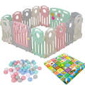 Baby Playpen - 14 Panels Multicoloured Safety Gates Kids Baby Playpen w Mat and Balls