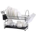 Dish Drying Rack - 2 Layer Black Dish Drying Rack For Kitchen Counter