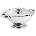 Soup Tureen - 24.5cm 2.5L Stainless Steel Soup Tureen with Lid and Serving Ladle