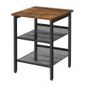 Wooden Side Table - 3 Tier Rustic End Table Industrial Shape Wooden Side Table Living Room