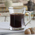 Glass Coffee Mug - 6 Piece Sturdy 200ml Glass Tea and Coffee Mug with Sqaure Handle Set