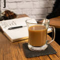 Glass Coffee Mug - 6 Piece Sturdy 200ml Glass Tea and Coffee Mug with Sqaure Handle Set
