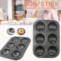 Muffin Baking Trays - Set of 2 Shell Shaped 6 Hole Non-Stick Flat Bottom Carbon Steel DIY Muffin ...