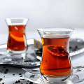 6 Piece Small 120ml Turkish Tea Glass and Saucer Set (3 Glass + 3 Saucers)