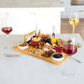 Bamboo Cheese Board Set - 14 Piece Including Cheese board, Ceramic Dishes, Forks and Cheese knives