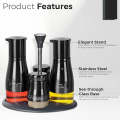 Kitchen Condiment Set - Black Modern Design Airtight Spices Storage Canister Set of 4 Pcs and Stand