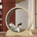 Cat Exercise Running Wheel - Wooden Cat Fitness Exercise Treadmill Roller with Carpet Runway