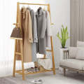 Clothes Hanger Coat Rack - Multifunctional Shelf Standing Bamboo Clothes Hanger Coat Rack