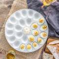 Egg Platter Tray - Elegant White Porcelain Deviled Egg Platter Tray