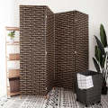 Partition Room Divider - Folding Hand-Woven Rattan 4 Panel Privacy Screen Room Divider