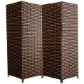 Folding Hand-Woven Rattan 4 Panel Privacy Screen Room Divider