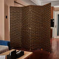 Folding Hand-Woven Rattan 4 Panel Privacy Screen Room Divider
