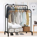 Metal Garment Rack - Freestanding Hanger Double Pole Multi-Functional Bedroom Clothing