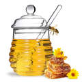 Glass Honey Jar - Clear Borosilicate Glass Honey Jar with Dipper and Dustproof Lid
